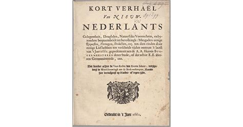 Kort Verhael Van Nieuw Nederland By Franciscus Van Den Enden