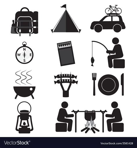 Camping And Outdoor Activity Icon Set Royalty Free Vector