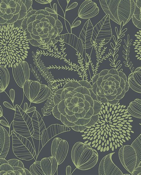 2903 25855 Alannah Green Botanical Floral Wallpaper Wallcoveringsmart