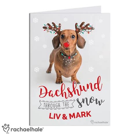 Personalised Rachael Hale Christmas Card Dachshund Through The Snow
