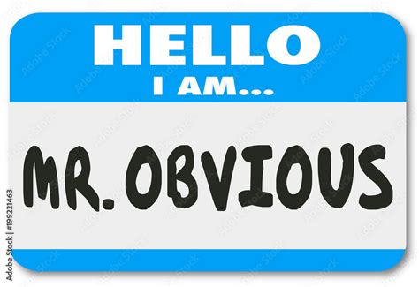 Mr Obvious Hello Name Tag Sticker Illustration Stock Illustration