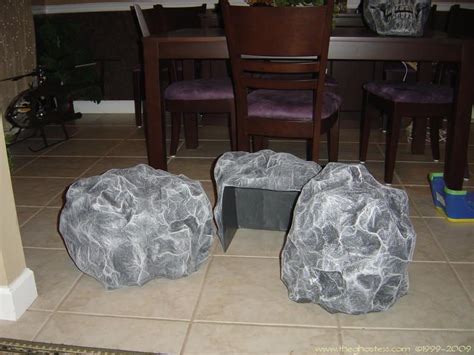 Fake Hollow Rocks Made From Cardboard Box Covered With Crumpled Up