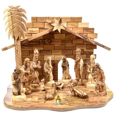 Olive Wood Nativity Set Made In Bethlehem