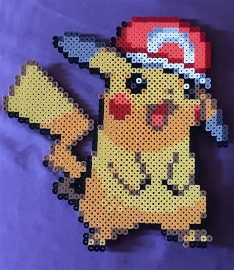 Pikachu W Hat Perler Bead Pixel Art 2000 Picclick
