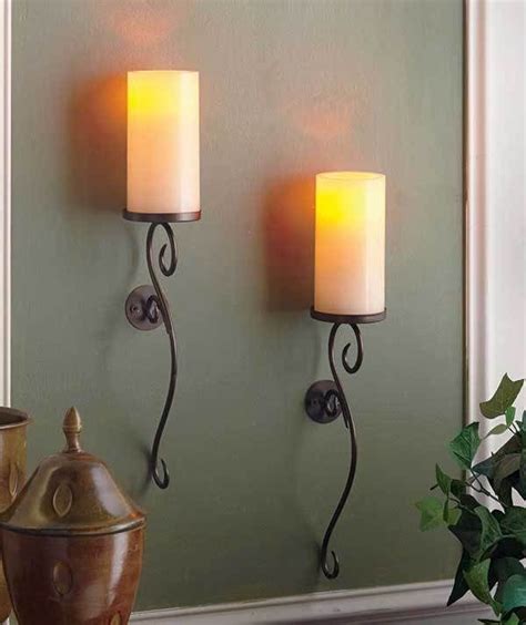 Set Of 2 Ivory Led Flameless Candle Wall Sconces Living Room Bedroom