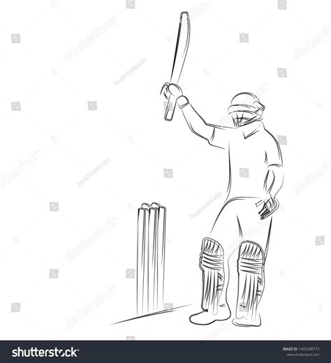 Concept Of Batsman Playing Cricket Raises His Bat After Scoring A Full