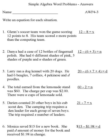Click show answer underneath the problem to see the answer. BlueBonkers - Algebra - Word Problems - P3 (solution ...