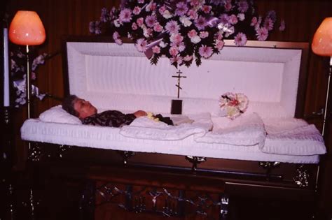 Post Mortem Open Casket Funeral Flowers 1983 Vintage 35mm Slide