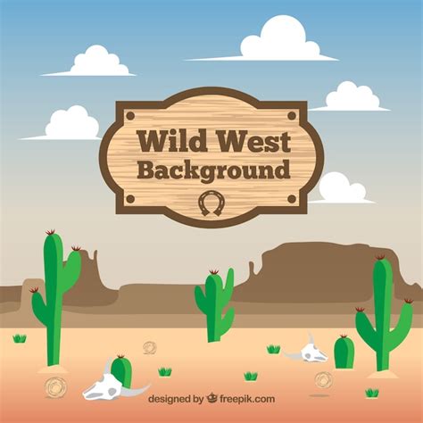 Free Vector Flat Background Of Wild West With Green Cactus