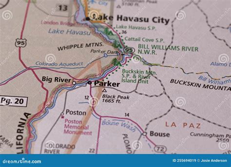 Parker Arizona On A Road Map Stock Image Image Of City Parker 255694019