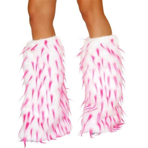 Hot Pink Splash Legwarmers Furry Fuzzy Boot Covers Rave Dance Costume Lw4473 Ebay