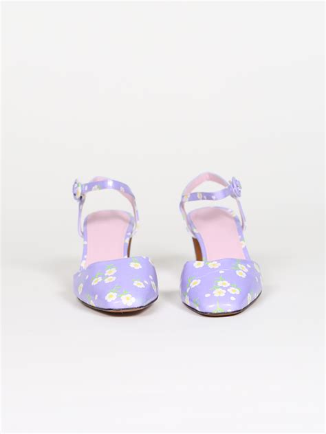 Lilac Printed Leather Sandals