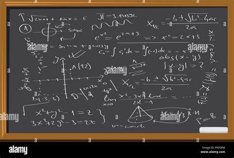 Cartoon Vector Illustration Of A Chalkboard With Math Equations Stock