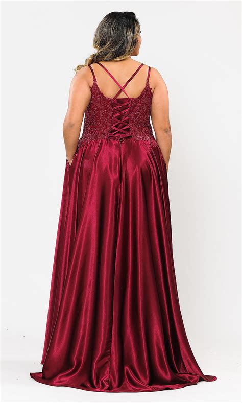 Lace Bodice Plus Size Long Prom Dress With Corset