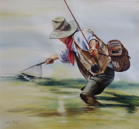 Original Watercolor Paintings Fly Fishing And Cowboy Art Fly Fishing