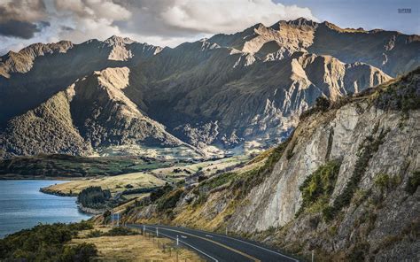 Mountain Road Mountain Mountains New Zealand Wallpapers Rocky