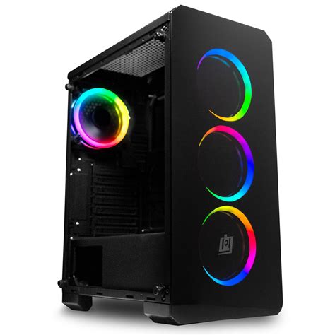 Deco Gear Mid Tower Pc Gaming Computer Case 3 Sided Tempered Glass And