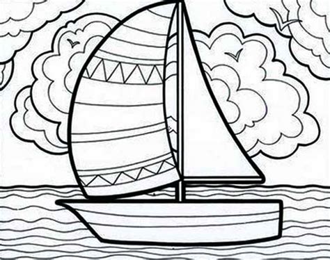 Images include flowers, chicks, bees, kites, gardens, umbrellas, watering cans. Adventure with Sailing Boat on Summertime Coloring Page ...