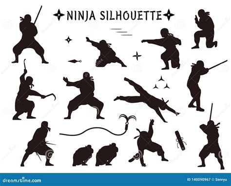 Ninja Silhouette Cartoon Vector 94191661