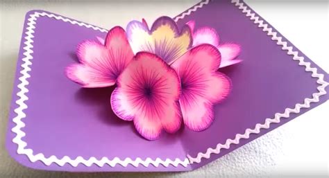 A handmade 3d pop up greeting card can put a smile on your recipient's face. DIY 3D flower POP UP card - diy Thought