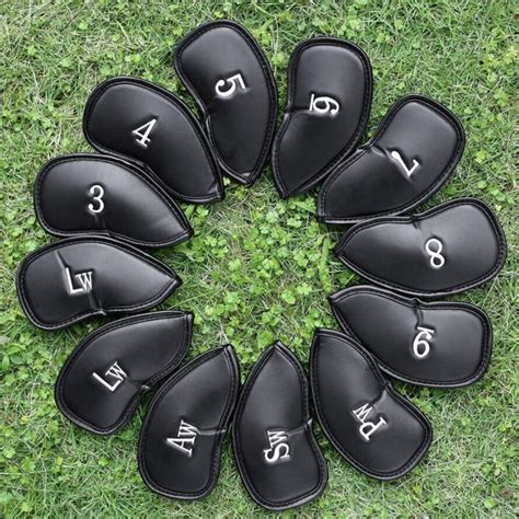 12pcs Durable Thick Pu Leather Head Cover For Golf Iron Club Putter