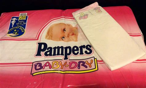 Vintage Pampers Baby Dry Diaper For Girls Plastic Backed Sz Junior 12