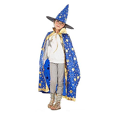 HomeMall Kinder Halloween Kostüm Hexe Zauberer Umhang mit Hut für
