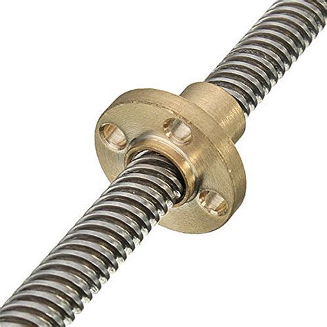 t8 pitch 2mm stainless lead screw with brass nut for 3d printer l 650mm