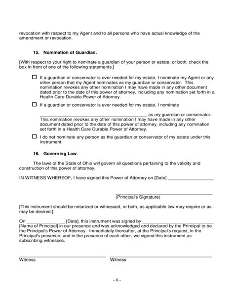 Power Of Attorney Form Ohio Free Download