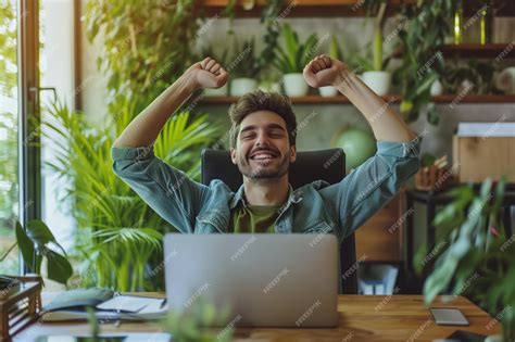 Premium Photo | Happy Genz Worker Embraces The Remote Work Lifestyle In