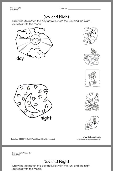Night And Day Worksheet For Kindergarten