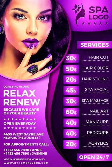 Beauty Salon Advertising Examples Printable Templates