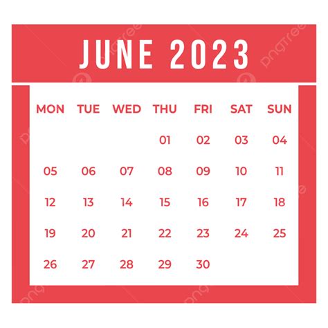 June 2023 Transparent Monthly Calendar June 2023 June Calendar Hello