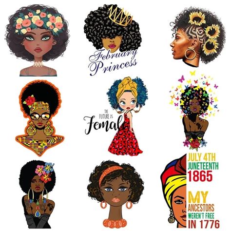 Beauty African Girl Patch Thermal Sticker On Clothes Heat Transfer Diy T Shirt Patches For