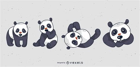 Descarga Vector De Conjunto De Dibujos Animados Lindo Panda