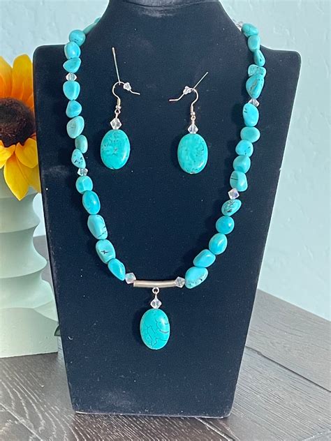 Handmade Turquoise Necklace And Earrings Etsy