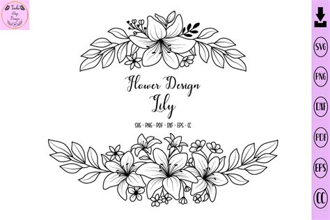 Flower Svg Lily Border Flowers Afbeelding Door Tadashop Design