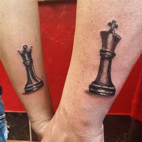 The most customary chess tattoo idea is the tattoo of king piece and queen piece. 51 King and Queen Tattoos for Couples | StayGlam