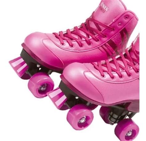 Patins 4 Rodas Clássico Rosa Menina Ajustável Roller Skate
