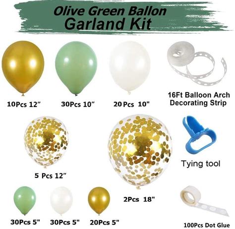 150pcs Olive Green Balloon Garland Arch Kit Gold Confetti Etsy Small