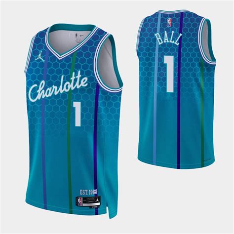 Charlotte Hornets 1 Lamelo Ball 2022 23 City Edition Blue Jersey