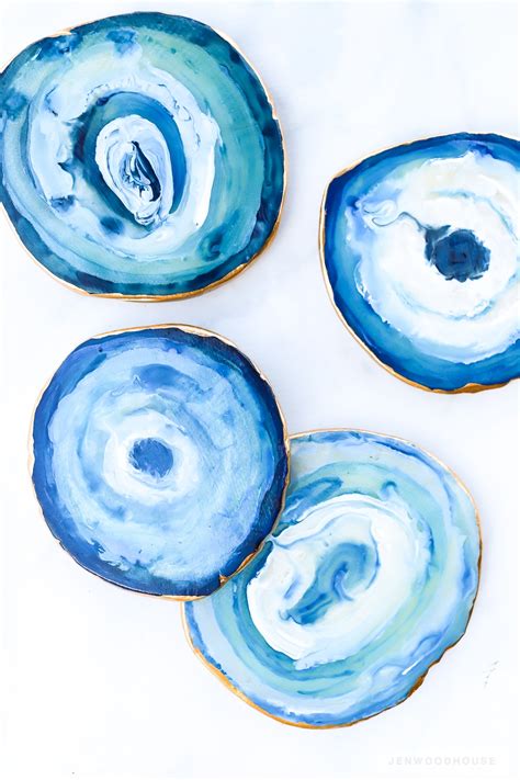 How To Make Faux Diy Agate Coasters With Polymer Clay And Acrylic Paint