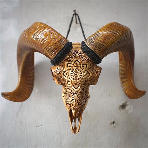 Buy Carved Ram Skull Taxidermy Animal Skull Carving Wall Decor Goat