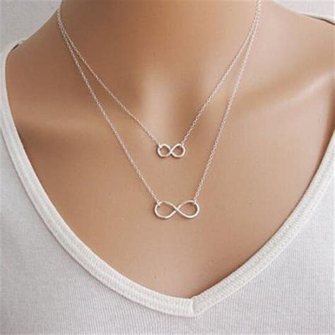 New Silver Plated Chain Double Infinity Necklaces And Pendants Charms