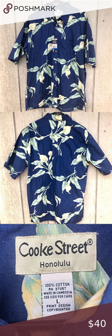 Cooke Street Hawaiian Aloha Print Blue Shirt Aloha Print Colorful