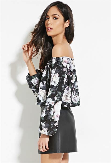 Lyst Forever 21 Floral Off The Shoulder Top Youve Been Added To The