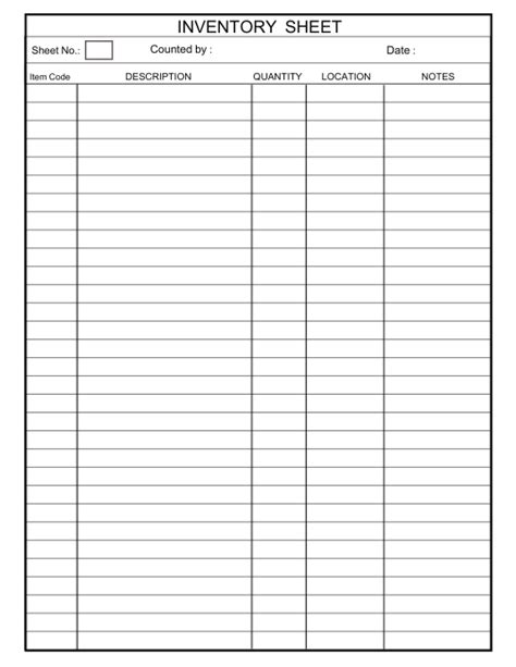 Inventory Count Sheet Template Postermywall