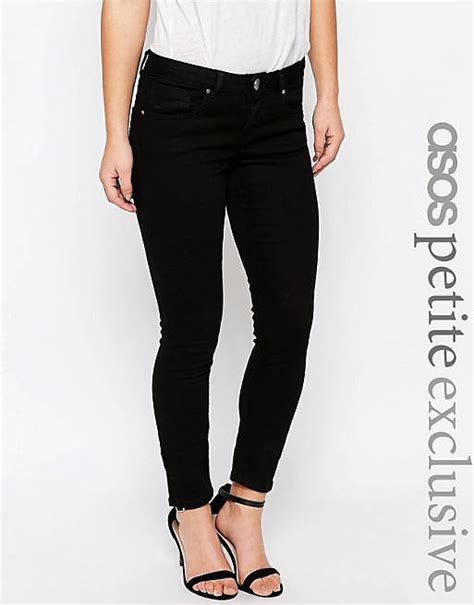 Asos Petite Whitby Low Rise Skinny Jeans In Clean Black Asos