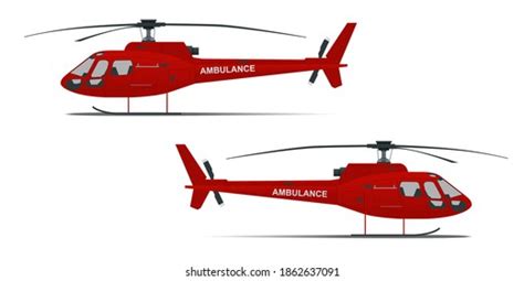 Rescue Helicopter Side View On Isolated Stock Vector Royalty Free
