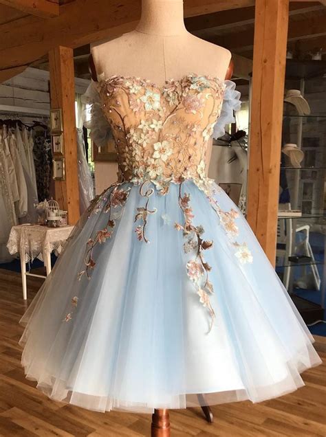 Buy Light Blue Sweetheart Appliques Short Prom Homecoming Dress Om182